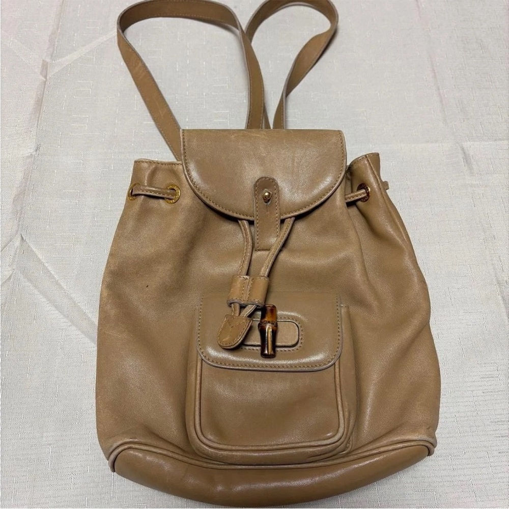 Gucci Beige Leather Women's Backpack - Picture 1 of 7